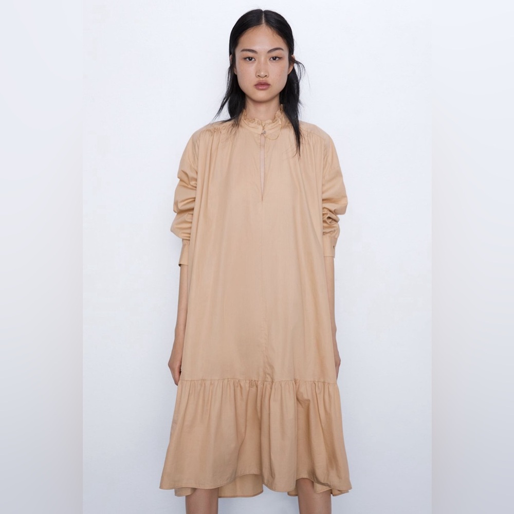 RUFFLED POPLIN DRESS